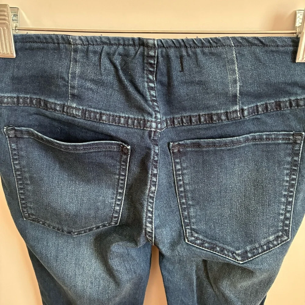 Free People Penny Pull On Jeans blue denim faded flare wide leg stretchy